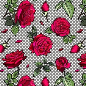 roses on grey