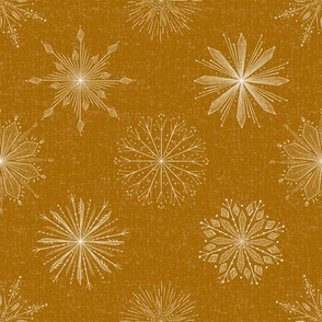 Snowflakes on Dark Mustard