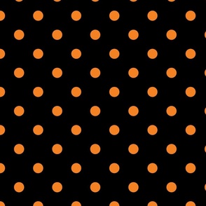 Black And Orange Polka Dots - Large (Halloween Collection)