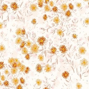 Watercolor Fall Asters ( gold-rust-beige) 10"