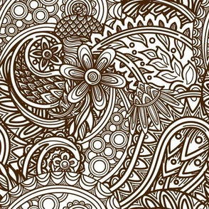 Brown and White Psychedelic 1960s Paisley
