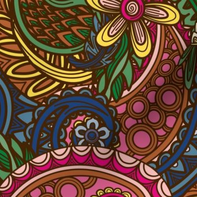 Rainbow Hippie Psychedelic Paisley Print