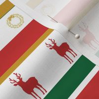 Stripe with Christmas motifs, red, green, gold, white