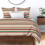 Stripe with Christmas motifs, red, green, gold, white