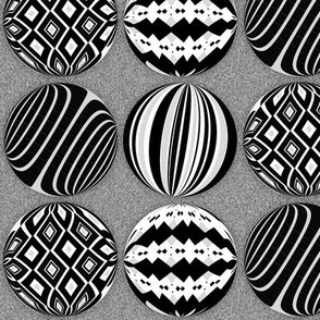 Black and white ball holiday ornaments