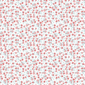 Pink and Red Scattered Floral Small Scale