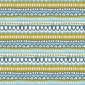 Banded Borders - Mustard and Navy - Small Scale