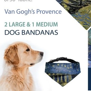 Van Gogh Large dog bandanas cut and sew fabric panel // starry night 