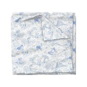 Country Dogs Toile Light Blue