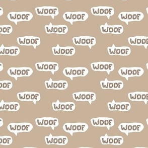 Dog lovers animal print leopard woof barking puppy text design typography vintage seventies caramel latte beige SMALL