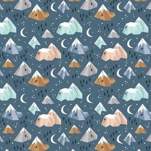 Geometric blue mountains climbing and bouldering new moon night winter cool blue gray SMALL 
