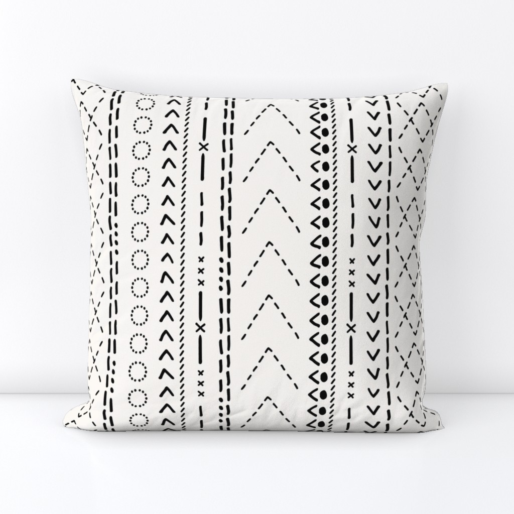 Minimal mudcloth bohemian mayan abstract indian summer aztec design off white black flipped JUMBO