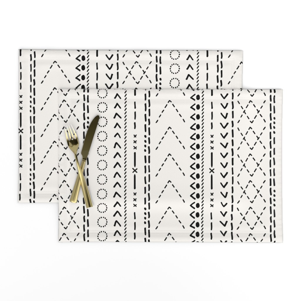 Minimal mudcloth bohemian mayan abstract indian summer aztec design off white black flipped JUMBO