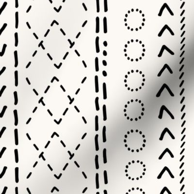 Minimal mudcloth bohemian mayan abstract indian summer aztec design off white black flipped JUMBO