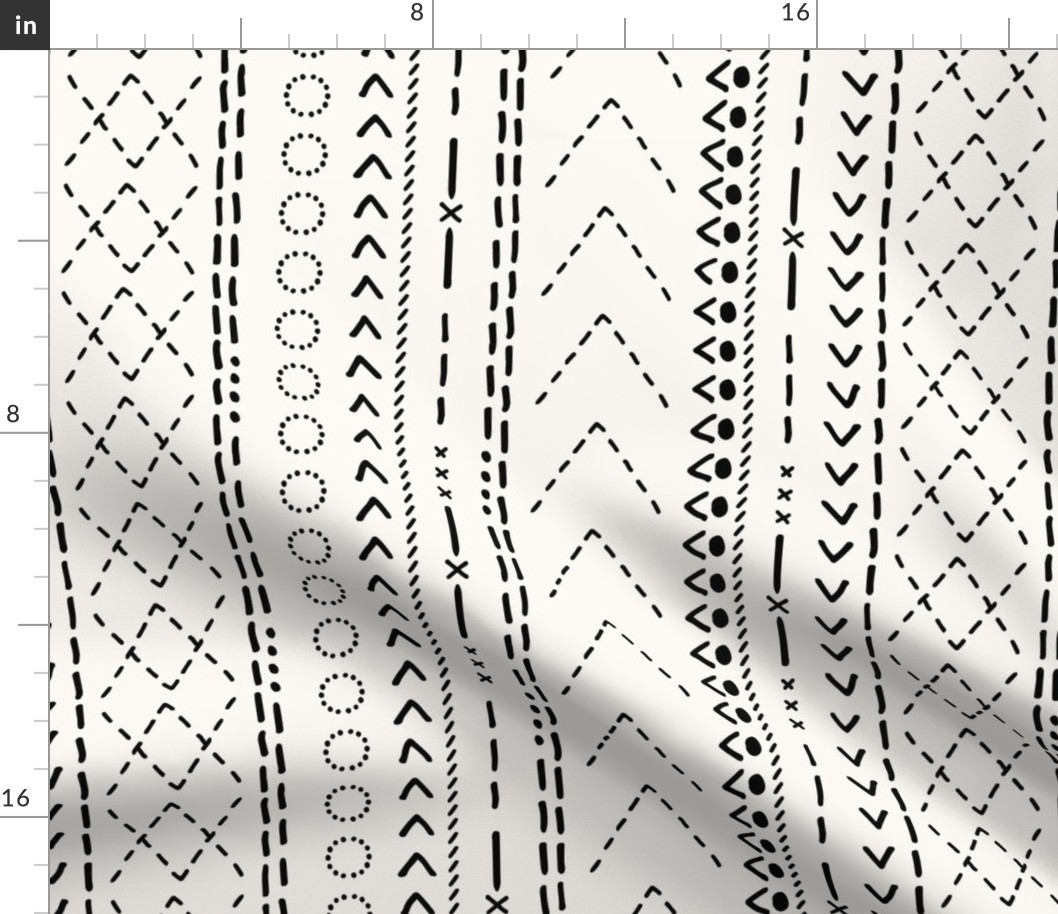 Minimal mudcloth bohemian mayan abstract indian summer aztec design off white black flipped JUMBO