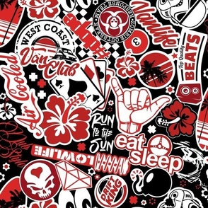 STICKERBOMB RED, BLACK & WHITE