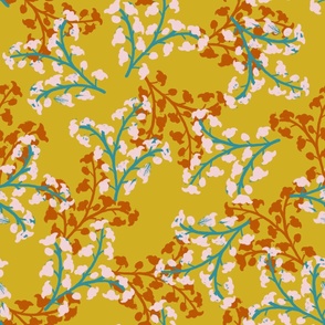 Genevieve Floral Mustard Large Scale