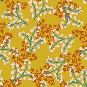 Genevieve Floral Mustard Small Scale