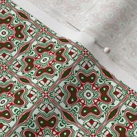 Trippy Symmetricall Groovy Boho Funky Ornate Red and Green Christmas Pattern