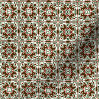 Trippy Symmetricall Groovy Boho Funky Ornate Red and Green Christmas Pattern