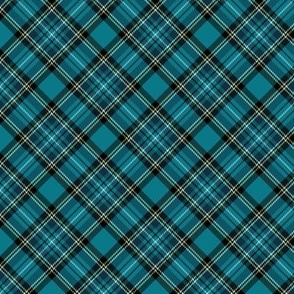 ★ TEAL TARTAN XS (BIAS) ★ Royal Stewart inspired / Extra Small Scale, Diagonal / Collection : Plaid ’s not dead – Classic Punk Prints