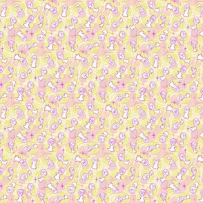 Ditsy Ghost-ies - Halloween pastel ghosts - ditsy Halloween Pastels - Pink, Yellow -- 941dpi (16% of Full Scale) 0 