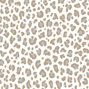 ★ CUSTOM LEOPARD - LEOPARD PRINT in TAN and LIGHT BLUE on WHITE ★ Small Scale / Collection : Leopard spots – Punk Rock Animal Print