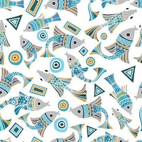Playful fishes in blue