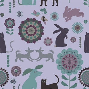 Doggie, cat, bunny and more. Lavender