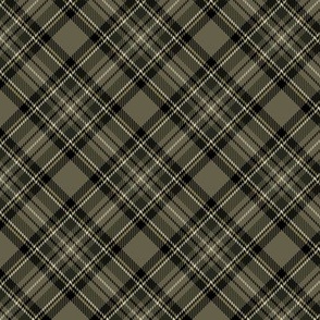 ★ CAMO GREEN TARTAN S (BIAS) ★ Royal Stewart inspired / Small Scale, Diagonal / Collection : Plaid ’s not dead – Classic Punk Prints 