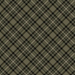 ★ CAMO GREEN TARTAN XS (BIAS) ★ Royal Stewart inspired / Extra Small Scale, Diagonal / Collection : Plaid ’s not dead – Classic Punk Prints 