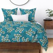 Genevieve Floral Teal Large Scale