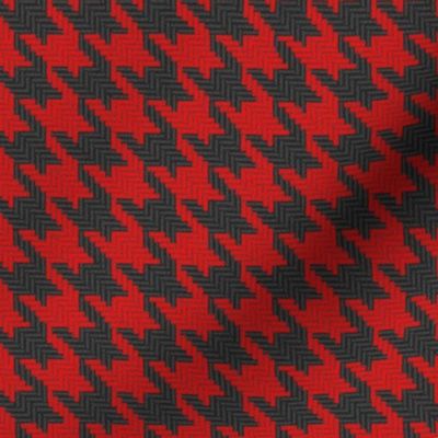 Scarlet Red and Black Houndstooth Plaid