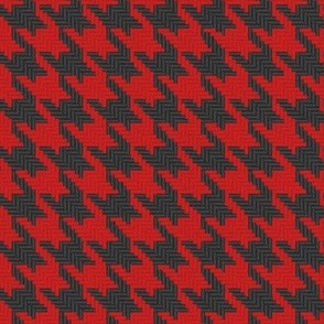 Scarlet Red and Black Houndstooth Plaid