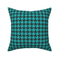 Turquoise and Black Houndstooth Plaid