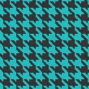 Turquoise and Black Houndstooth Plaid