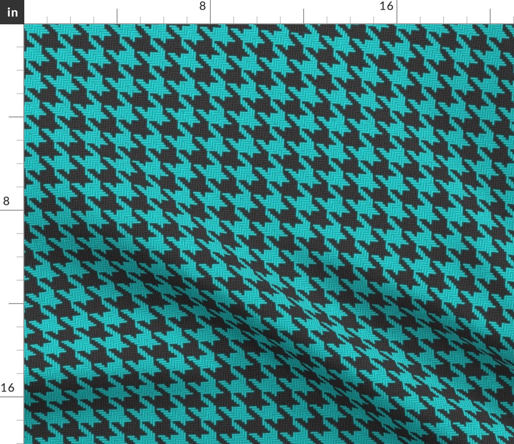 Turquoise and Black Houndstooth Plaid