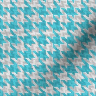 Turquoise and White Houndstooth Plaid
