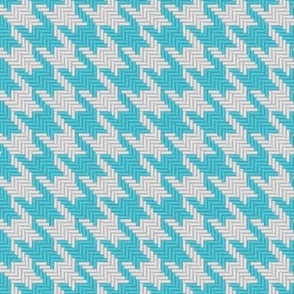 Turquoise and White Houndstooth Plaid