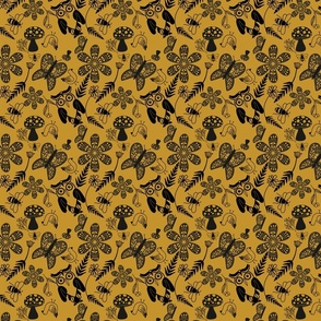 Folkart Forest Pattern In Mustard