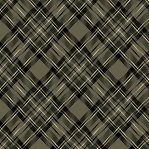 ★ CAMO GREEN TARTAN M (BIAS) ★ Royal Stewart inspired / Medium Scale, Diagonal / Collection : Plaid ’s not dead – Classic Punk Prints 