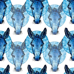 Island of the Blue Donkeys on White