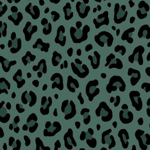 ★ LEOPARD PRINT in PINE GREEN ★ Medium Scale / Collection : Leopard spots – Punk Rock Animal Print