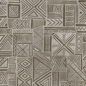 tribal inspired print - brown - regular scale