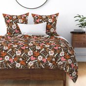 Leopard Fall Floral Football  - extra large scale