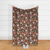 Leopard Fall Floral Football  - extra large scale