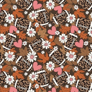 Leopard Fall Floral Football - large scale