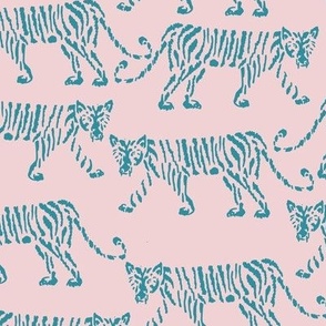 LARGE freehand scribble tiger stalking_cotton candy and lagoon
