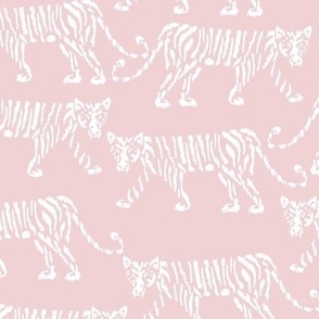 LARGE freehand scribble tiger stalking  - cotton candy pink