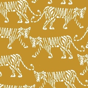  LARGE freehand scribble tiger stalking - mustard gold